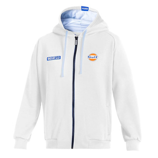 Sparco Full Zip GULF MY25 Mens Hooded Sweatshirt white