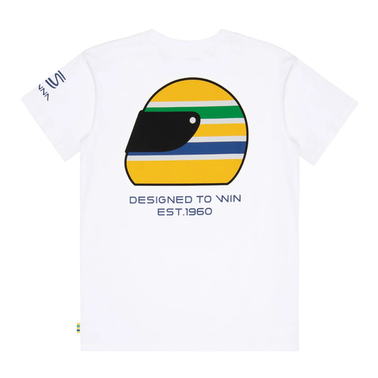 2026 Ayrton Senna F1 Mens Helmet T-Shirt white