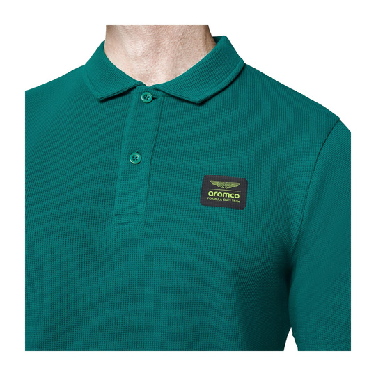 Aston Martin F1 Tech Waffle Polo Shirt Green