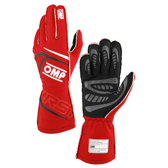 OMP First MY25 Racing Gloves Red (FIA)