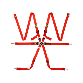 OMP One Versa 6-Point Harness Red (FIA)