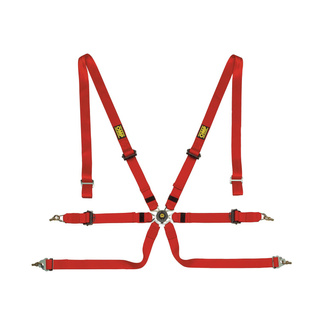 OMP One Pull Up 6-Point Harness Red (FIA)