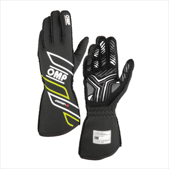 OMP One-S MY25 Racing Gloves Black/Yellow (FIA)