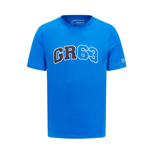  Mercedes AMG F1 Mens George Russell Logo T-shirt Blue