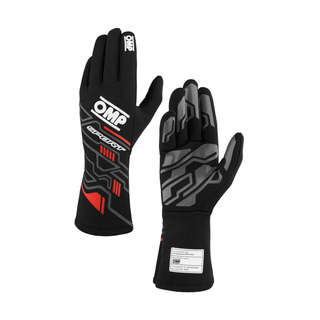 OMP SPORT MY25 Racing Gloves Black-Red (FIA)