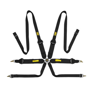 OMP Saloon Pull Up 6-Point Harness Black (FIA)