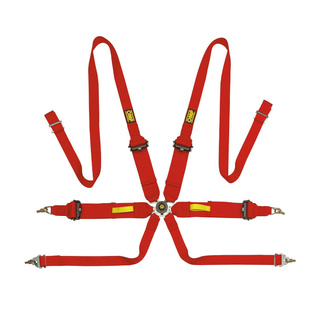 OMP Saloon Pull Up 6 - point Safety Belts red