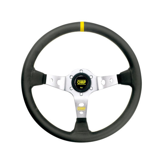 OMP CORSICA SILVER-YELLOW Leather Steering Wheel