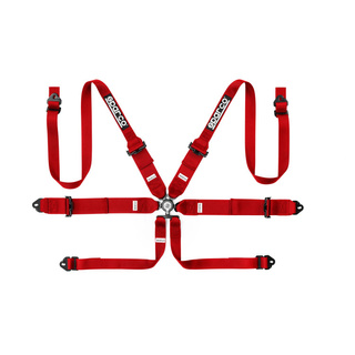 Sparco Competition H-3+2 6-Point Harness Red (FIA)