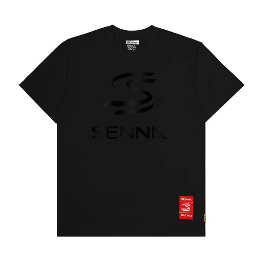 2026 Ayrton Senna F1 Mens Double S Logo T-Shirt black