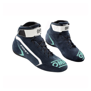 OMP FIRST MY21 Racing Shoes Navy/Turquoise (FIA)