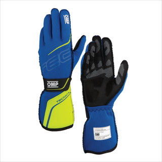OMP Tecnica Racing Gloves Navy Blue/Yellow (FIA)