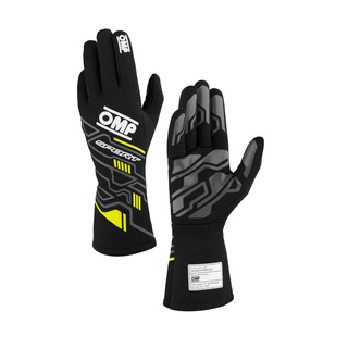OMP SPORT MY25 Racing Gloves Black-Yellow (FIA)
