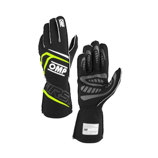 OMP First MY24 Racing Gloves Black/Yellow (FIA)
