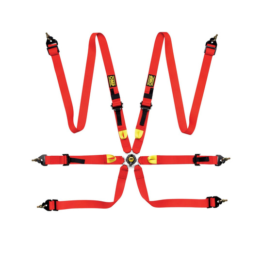 OMP FIRST MY22 6 - point Safety Belts red (FIA)