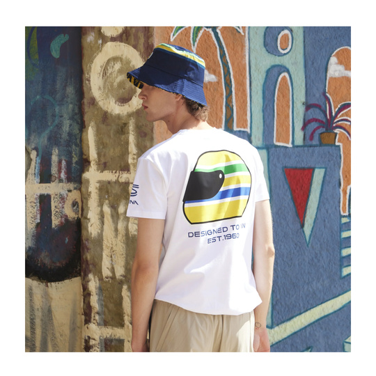 2026 Ayrton Senna F1 Mens Helmet T-Shirt white