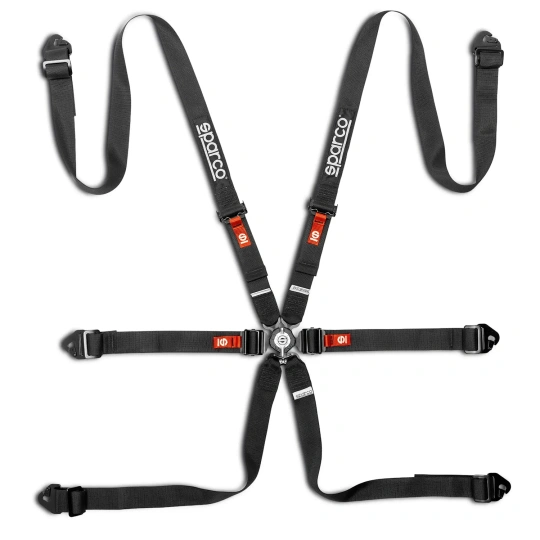 Sparco Competition H-2PD 6-Point Harness Black (FIA)