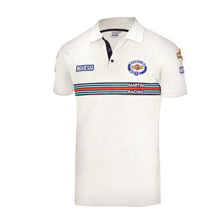 Men's Sparco Martini Stripe white polo shirt