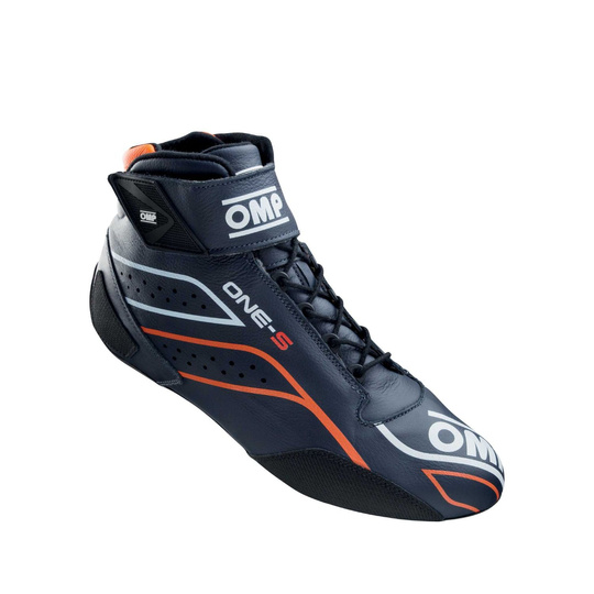 OMP One-S MY26 Racing Shoes Navy Blue/Orange (FIA)
