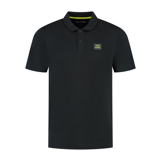 2025 Aston Martin F1 Men's Tech Waffle Black Polo