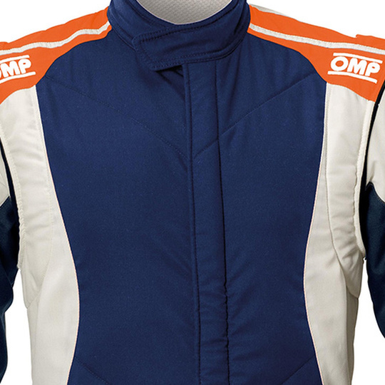 OMP First Evo MY25 Race Suit Navy Blue/Orange (FIA)