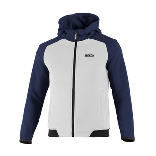 Sparco Full Zip MY25 Mens Hooded Sweatshirt white-navy blue