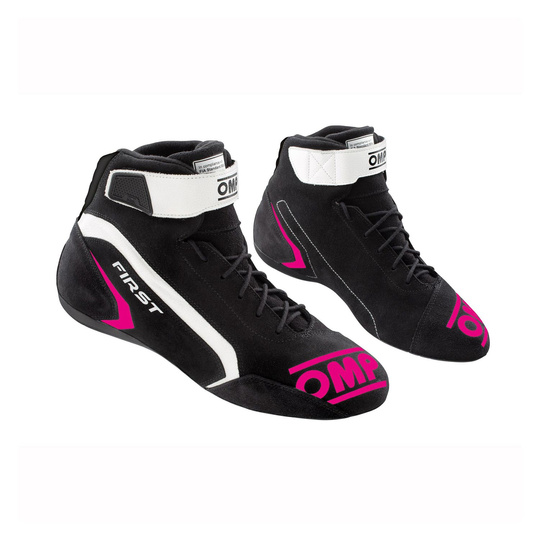 OMP First MY21 Racing Shoes Black/Pink (FIA)