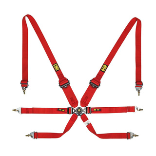 OMP Saloon Pull Down 6 - point Safety Belts red