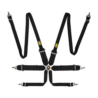 OMP Saloon FHR 6-Point Harness Black (FIA)