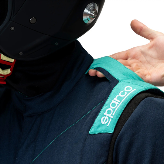 Sparco Sprint Advanced Asymetrical Race Suit Navy Blue/Green (FIA)