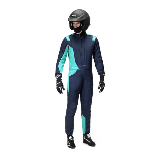 Sparco Sprint Advanced Asymetrical Race Suit Navy Blue/Green (FIA)